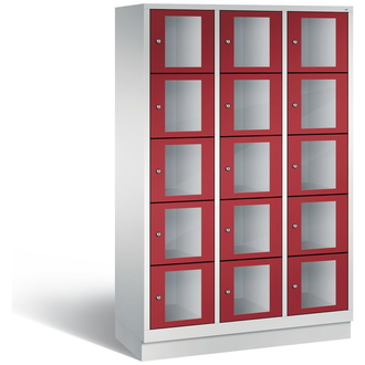 C+P Schließfachschrank Classic, 15 Fächer 1200 x 1800 x 500 rubinrot/lichtgrau, Modell 8020A325