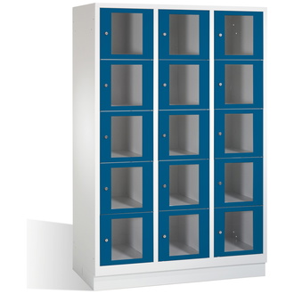 C+P Schließfachschrank Classic, 15 Fächer 1200 x 1800 x 500 enzianblau/lichtgrau, Modell 8020A325