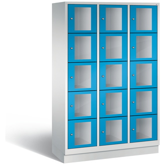 C+P Schließfachschrank Classic, 15 Fächer 1200 x 1800 x 500 lichtblau/lichtgrau, Modell 8020A325