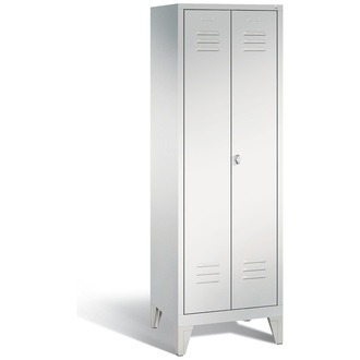 C+P Möbelsysteme Geräteschrank Classic B610xT500xH1850 mm RAL 7035, 2 Abteile mit 150 mm hohen Füßen