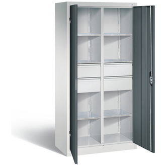 C+P Werkstattschrank mit 4 Schubladen, 930 x 1950 x 500 anthrazitgrau/lichtgrau, Modell 8921-30425