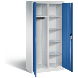 C+P Werkstattschrank mit Garderobenteil, 930 x 1950 x 500 enzianblau/lichtgrau, Modell 8921-3125