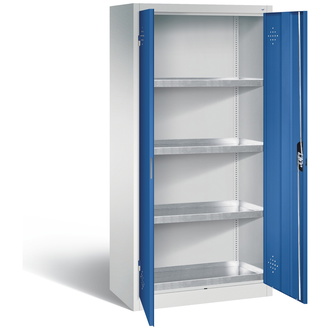 C+P Umweltschrank mit Stahlwannen, 930 x 1950 x 500 enzianblau/lichtgrau, Modell 8921-3155