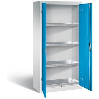 C+P Umweltschrank mit Stahlwannen, 930 x 1950 x 500 lichtblau/lichtgrau, Modell 8921-3155