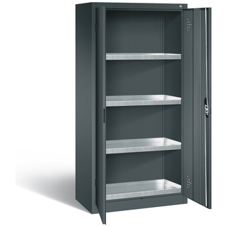 C+P Umweltschrank mit Stahlwannen, 930 x 1950 x 500 anthrazitgrau/anthrazitgrau, Modell 8921-3155