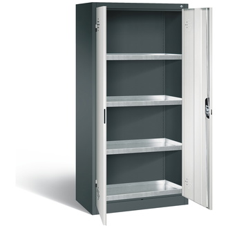 C+P Umweltschrank mit Stahlwannen, 930 x 1950 x 500 lichtgrau/anthrazitgrau, Modell 8921-3155