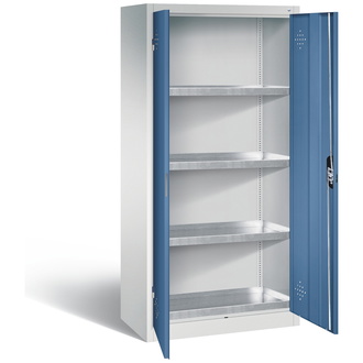 C+P Umweltschrank mit Stahlwannen, 930 x 1950 x 500 fernblau/lichtgrau, Modell 8921-3155