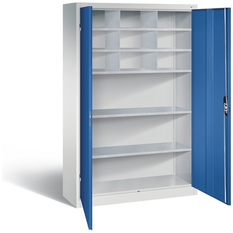 C+P Werkstattschrank mit 9 Fächern, 1200 x 1950 x 400 enzianblau/lichtgrau, Modell 8930-3145