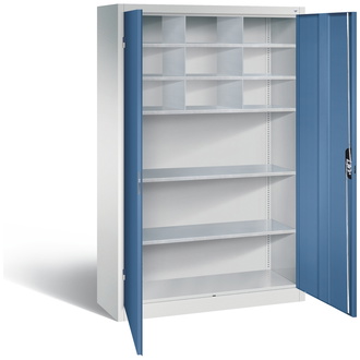 C+P Werkstattschrank mit 9 Fächern, 1200 x 1950 x 400 fernblau/lichtgrau, Modell 8930-3145