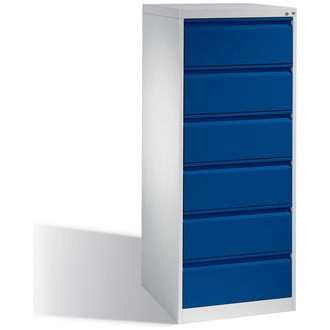 C+P Schubladenschrank Acurado 553 x 1357 x 590 lichtgrau/enzianblau, Modell 12736-322