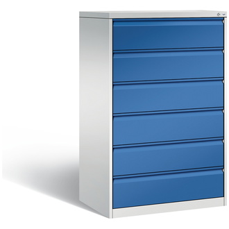 C+P Schubladenschrank Acurado 787 x 1357 x 590 lichtgrau/enzianblau, Modell 12936-323