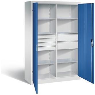 C+P Werkstattschrank mit 6 Schubladen, 1200 x 1950 x 500 enzianblau/lichtgrau, Modell 8931-30415