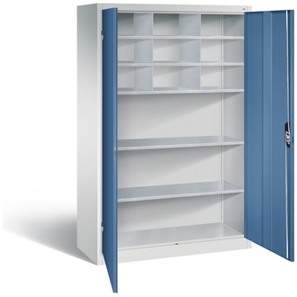 C+P Werkstattschrank mit 9 Fächern, 1200 x 1950 x 500 fernblau/lichtgrau, Modell 8931-3145