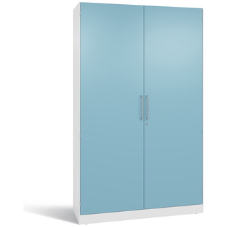 C+P Flügeltürenschrank Asisto 1200 x 1980 x 435 verkehrsweiß/horizontblau, Modell 141001-000