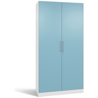 C+P Flügeltürenschrank Asisto 1000 x 1980 x 435 verkehrsweiß/horizontblau, Modell 141002-000