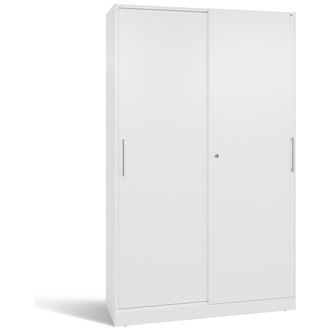 C+P Schiebetürenschrank Asisto 1200 x 1980 x 435 verkehrsweiß/verkehrsweiß, Modell 142001-000