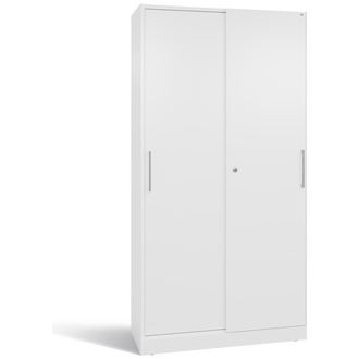 C+P Schiebetürenschrank Asisto 1000 x 1980 x 435 verkehrsweiß/verkehrsweiß, Modell 142002-000