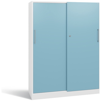 C+P Schiebetürenschrank Asisto 1200 x 1635 x 435 verkehrsweiß/horizontblau, Modell 142011-000