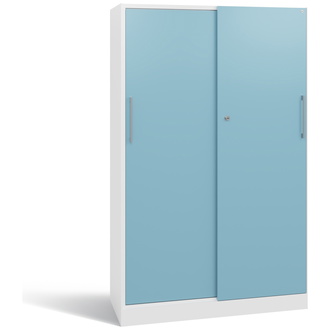 C+P Schiebetürenschrank Asisto 1000 x 1635 x 435 verkehrsweiß/horizontblau, Modell 142012-000