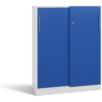 C+P Schiebetürenschrank Asisto 1000 x 1310 x 435 lichtgrau/enzianblau, Modell 142032-000