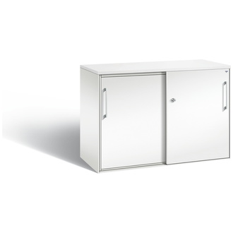 C+P Schiebetürenschrank Asisto 1000 x 720 x 435 verkehrsweiß/verkehrsweiß, Modell 142062-000