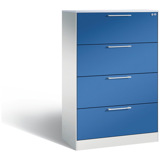 C+P Schubladenschrank Asisto 800 x 1310 x 435 lichtgrau/enzianblau, Modell 146023-412