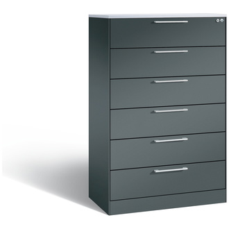 C+P Schubladenschrank Asisto 800 x 1310 x 435 anthrazitgrau/anthrazitgrau, Modell 146023-623