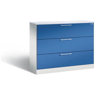 C+P Schubladenschrank Asisto 1200 x 1010 x 435 lichtgrau/enzianblau, Modell 146041-313