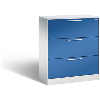 C+P Schubladenschrank Asisto 800 x 1010 x 435 lichtgrau/enzianblau, Modell 146043-312