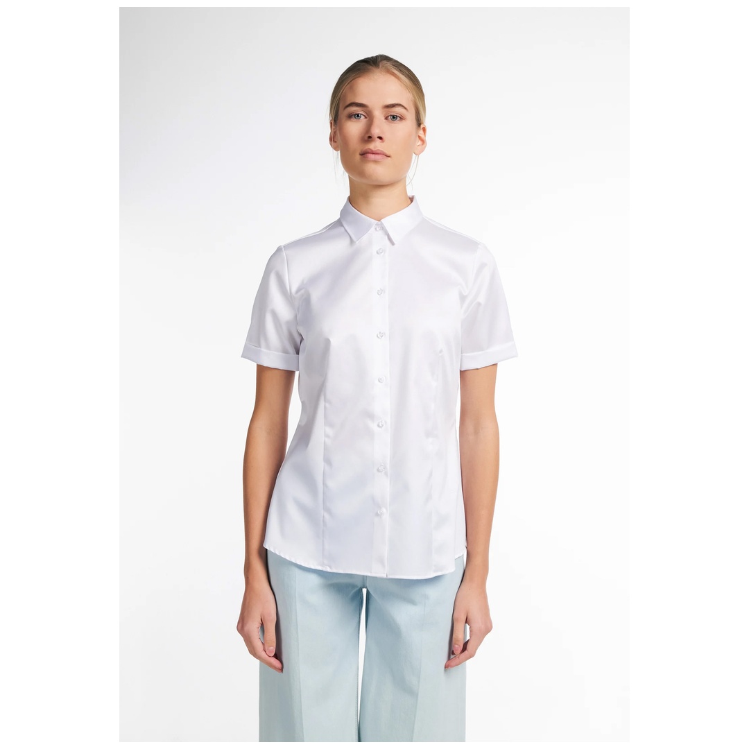 Eterna Damen Bluse Modern Classic 5008-00-H708 kurzarm Gr. 44 weiß