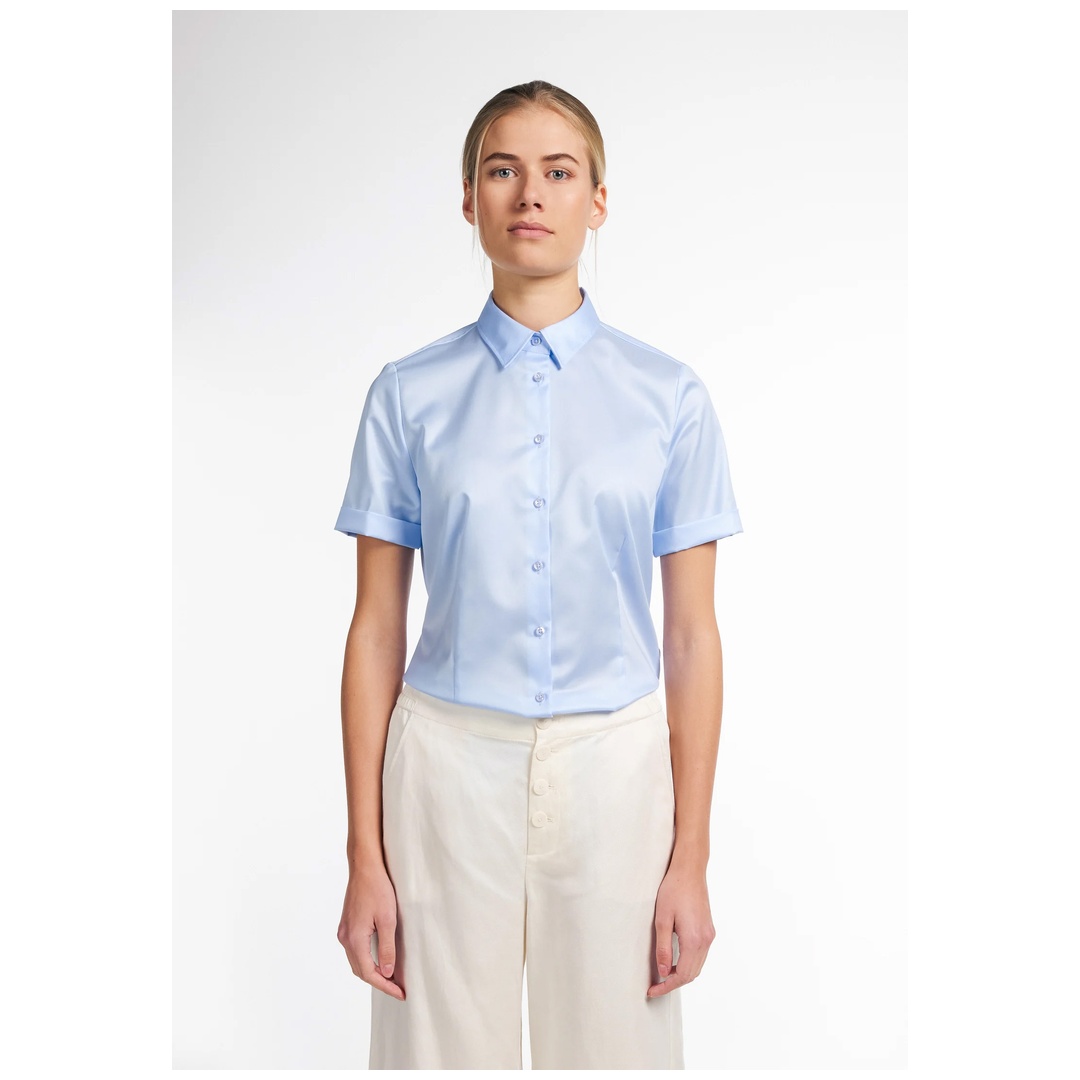 Eterna Damen Bluse Modern Classic 5008-10-H708 kurzarm Gr. 36 blau