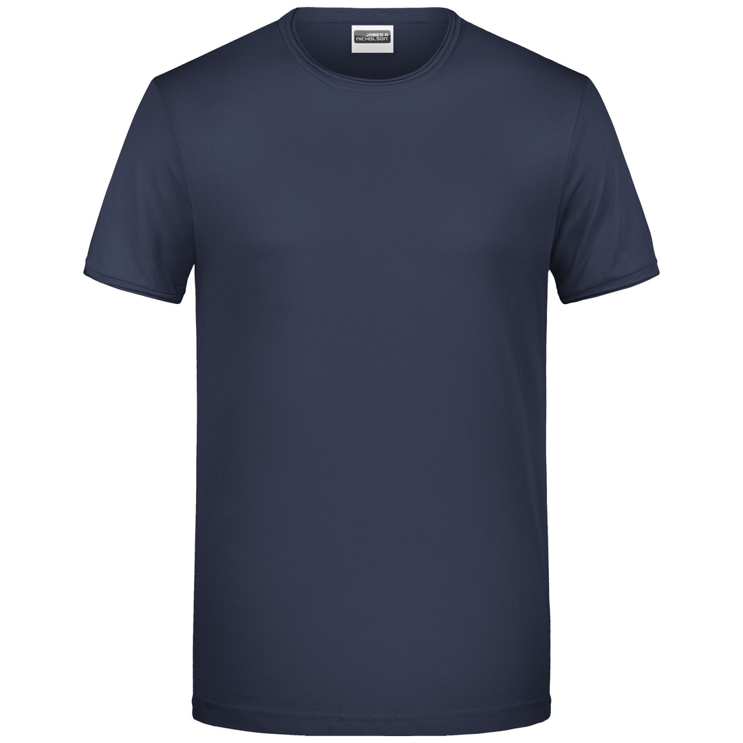 James & Nicholson Herren T-Shirt mit trendigem Rollsaum 8002 Gr. L navy
