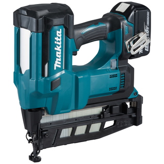 Makita Akku-Stauchkopfnagler DBN600RTJ, 18 V, incl. 2x Akku 5 Ah, Schnellladegerät, Zubehör, MAKPAC