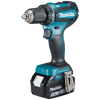 Makita Akku-Bohrschrauber DDF485RTJ, 18 V, incl. 2x Akku LXT 5 Ah, Schnellladegerät, Zubehör, MAKPAC