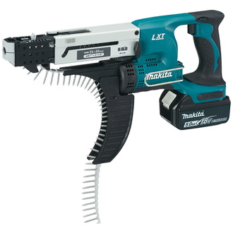 Makita Akku-Magazinschrauber DFR550RTJ, 18 V, incl. 2x Akku 5 Ah, Schnellladegerät, Zubehör, MAKPAC