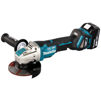 Makita Akku-Winkelschleifer DGA519RTJ, 18 V, incl. 2x Akku LXT 5 Ah, Schnellladegerät, Schruppscheibe, Zubehör, MAKPAC