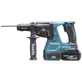 Makita Akku-Kombihammer DHR243RTJ, 18 V, SDS-plus, incl. 2x Akku 5 Ah, Schnellladegerät, Zubehör, MAKPAC