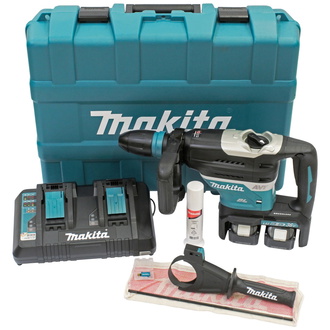 Makita Akku-Kombihammer DHR400PG2U, 2x18 V, SDS-max, incl. 2x Akku 6 Ah, Doppel-Schnellladegerät, Zubehör, Transportkoffer