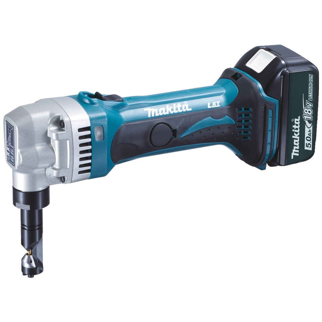 Makita Akku-Knabber DJN161RTJ, 18 V, incl. 2x Akku LXT 5 Ah, Schnellladegerät, Zubehör, MAKPAC