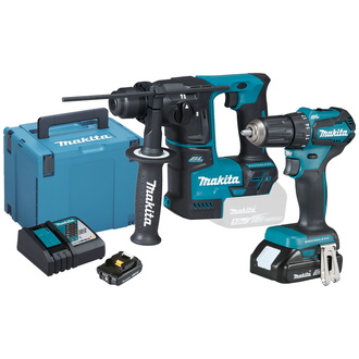 Makita Akku-Kombo-Kit "Schreinerei", 18V, 2 Maschinen, 2 Akkus, 1 Ladegerät, MAKPAC Gr. 4