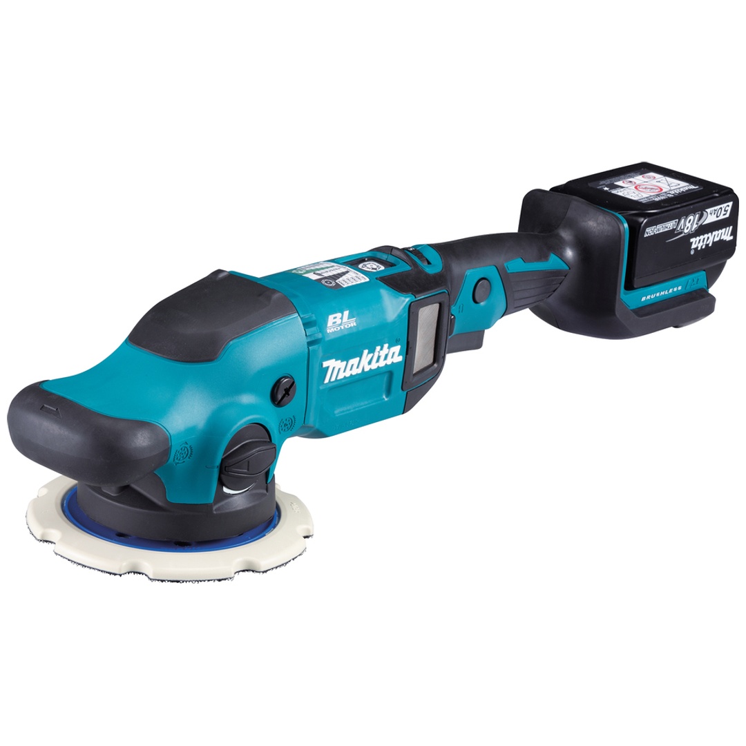 Makita Akku-Exzenterpolierer DPO600TKX1, 18 V, incl. 2x Akku LXT 5 Ah, Schnellladegerät, Zubehör, Transportkoffer