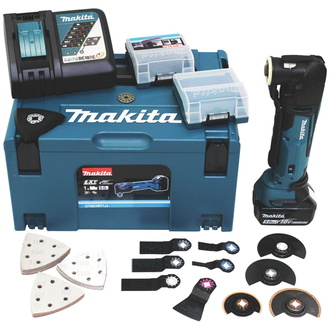 Makita Akku-Multifunktionswerkzeug DTM51RT1J3, 18 V, incl. 1x Akku LXT 5 Ah, Schnellladegerät, Zubehör, MAKPAC