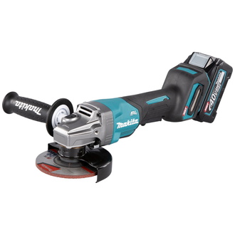 Makita Akku-Winkelschleifer GA016GM201, 40 V, incl. 2x Akku XGT 4 Ah, Schnellladegerät, Schruppscheibe, Zubehör, MAKPAC