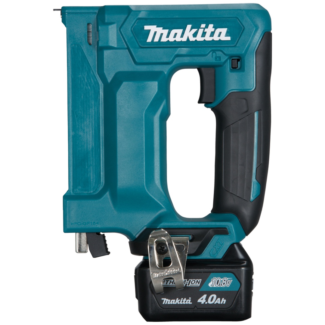 Makita Akku-Tacker ST113DSMJ, 12 V, incl. 2x Akku CXT 4 Ah, Schnellladegerät, Zubehör, MAKPAC