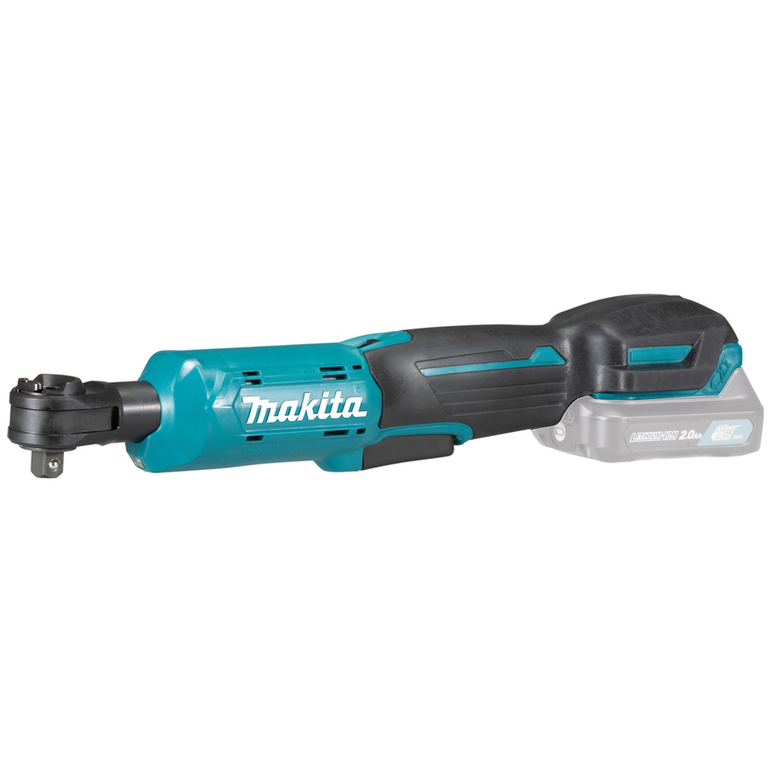 Makita Akku-Ratschenschrauber WR100DZ, 12V max., 47,5 Nm, incl. 2x Adapter 1/4/3/8
