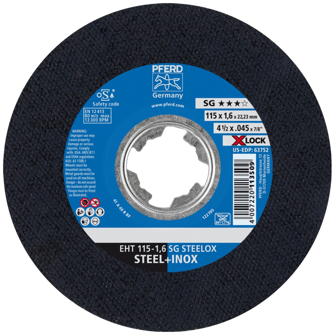 PFERD TOOLS PFERD Trennscheibe EHT 115x1,6 mm X-LOCK gerade Leistungslinie SG STEELOX für Stahl/Edelstahl
