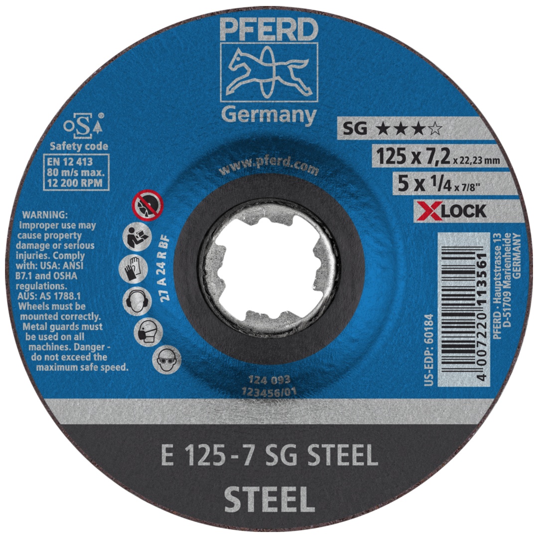PFERD TOOLS PFERD Schruppscheibe E 125x7,2 mm X-LOCK Leistungslinie SG STEEL für Stahl