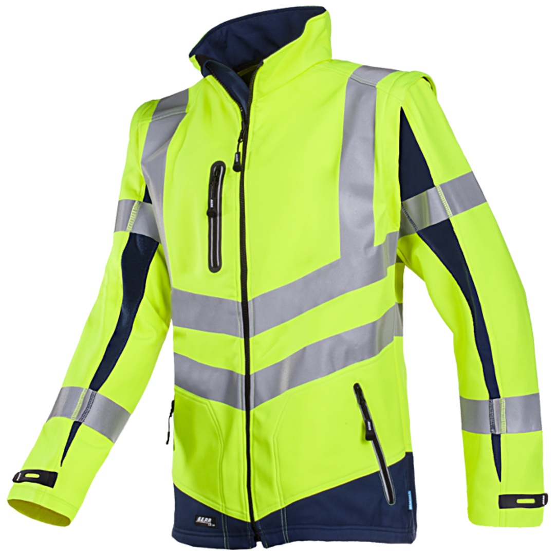 SIOEN Warnschutz Softshelljacke Malden mit abnehmbaren Ärmeln Gr. XL leuchtgelb/marine