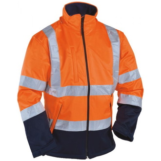 Vizwell Softshelljacke atmungsaktiv, wind- und wasserdicht VW135O Gr. S orange/marine