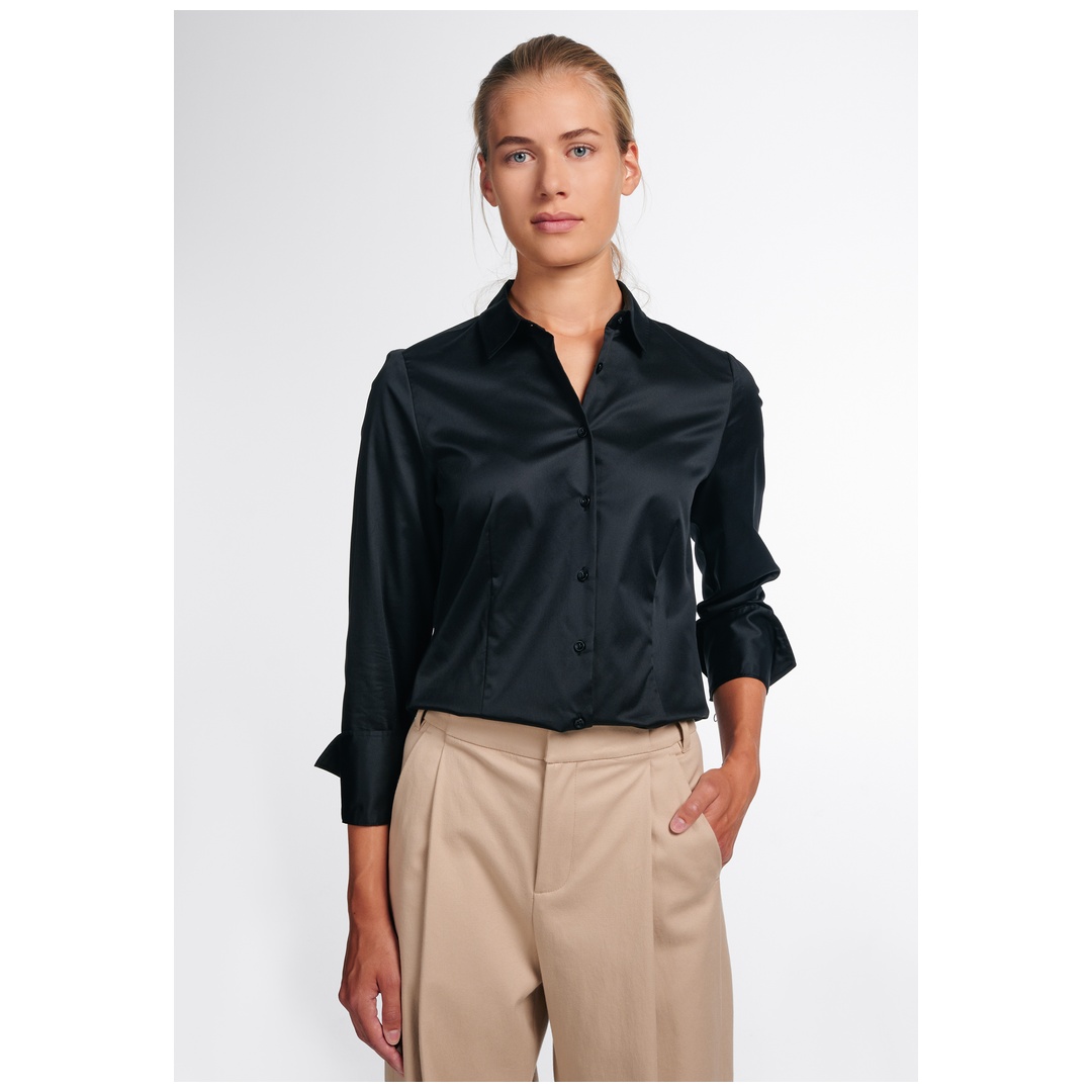 Eterna Bluse Twill Blickdicht Slim Fit 1/1 Arm 5008-39-D10Y Gr. 34 schwarz